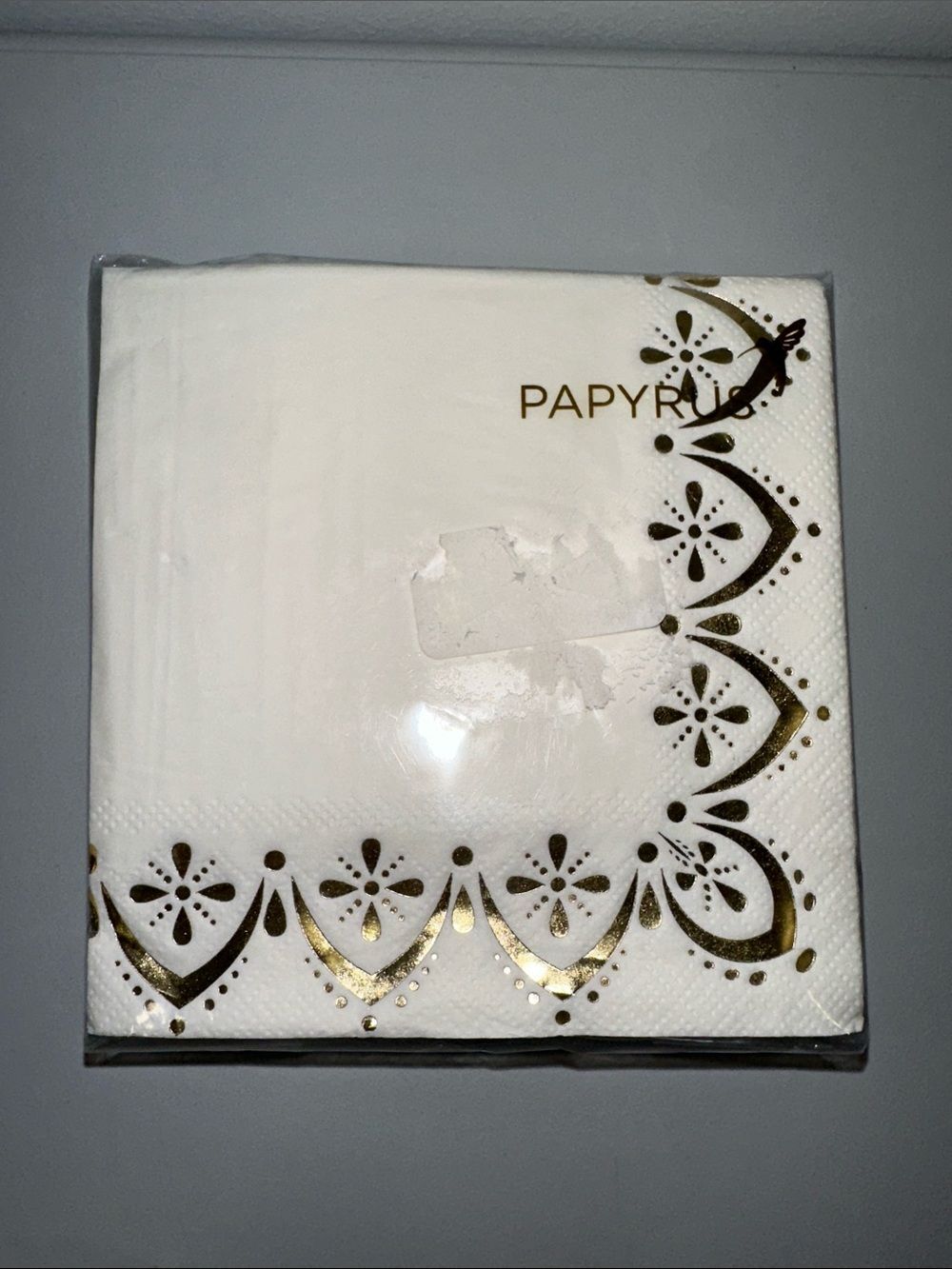 PAPYRUS White Gold Trim Matching Square Cocktail Lunch Napkins 40 pk x 2 - Picture 6 of 10